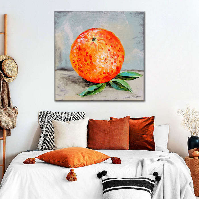 red orange wall art