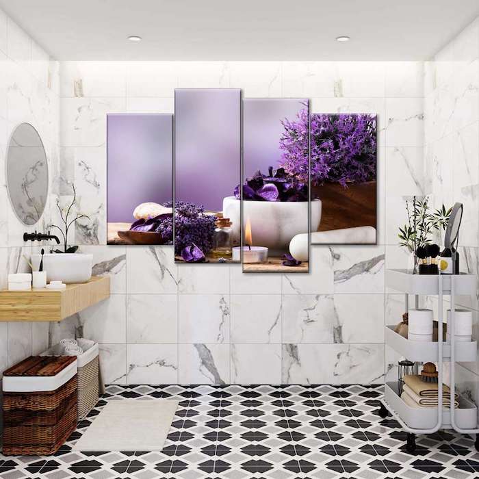 lavender and grey bathroom decor