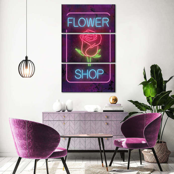 neon flower wall art