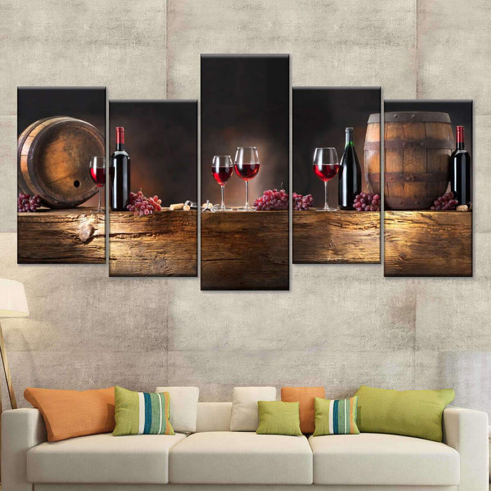 Wine Barrels Multi Panel Canvas Wall Art