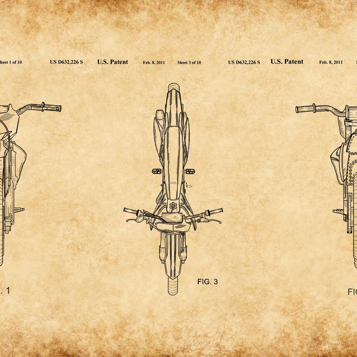 Motorcycle Blueprints Wall Art