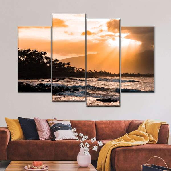 Maui Sun Rays Multi Panel Canvas Wall Art by Lucas Moore