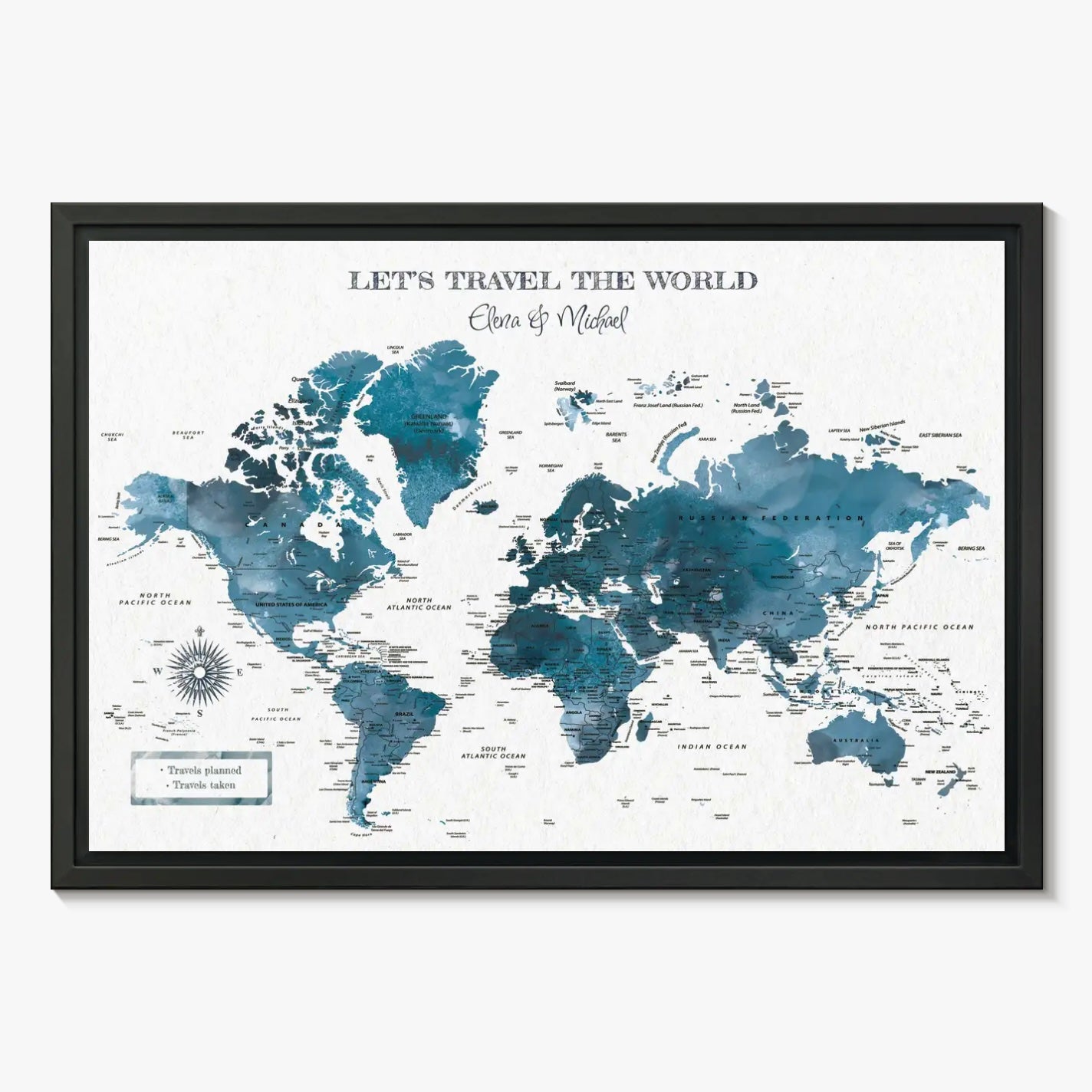 personalized winter push pin wall map