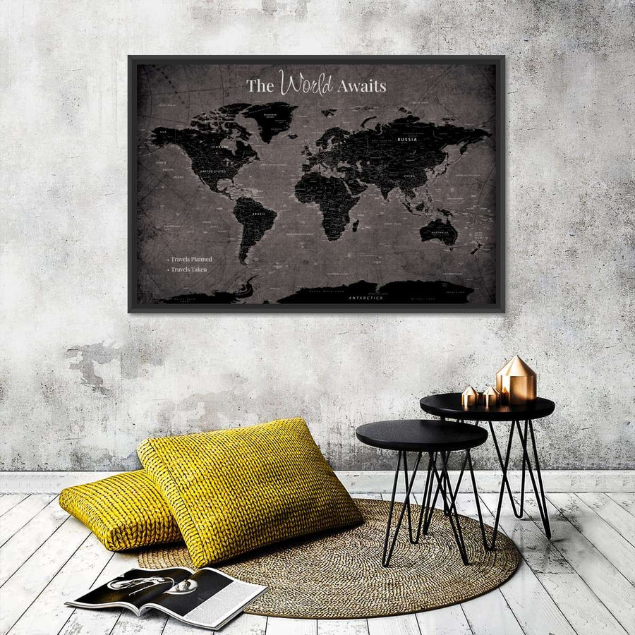 push pin map wall decor ideas