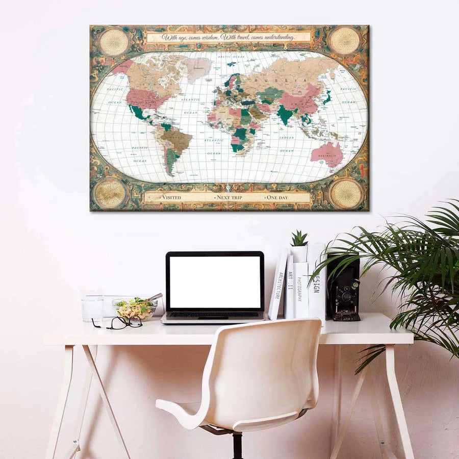 push pin map wall ideas