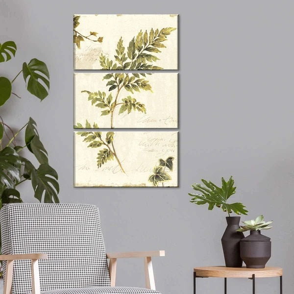 Ivies and Ferns III no Dragonfly Multi Panel Canvas Wall Art